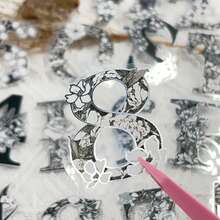 50pcs Black And White Alphanumeric Flowers Stickers, High-Quality Silver Plating Process, Transparent Self-Adhesive Waterproof, School Stationery, Diary Supplies, Scrapbook Supplies, Phone Cases, Laptops, Bumpers, Skateboards, Water Bottles Decorative Stickers - 1 Set - View 4