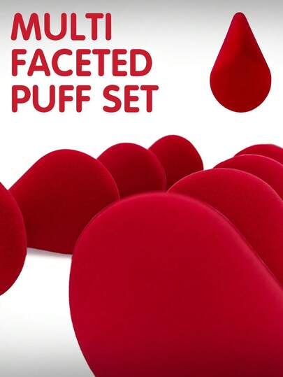 Irregular Red Makeup Sponge 1/2/4/6/8pcs, Non-Absorbent Foundation Puff, Professional Soft Makeup Tool For Smooth Base Application, Wet For Liquid Cream Powder, Suitable For Makeup Artists, Daily Makeup & Party Cosmetic Tool
