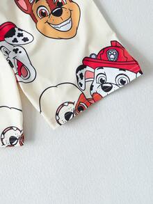 Paw Patrol 两件套汪汪队立大功男童套装，包括卡通小狗印花粉色圆领短袖T恤和短裤，夏季儿童睡衣家居服，适合日常、休闲、度假、送礼。 - 杏色 - 查看 7