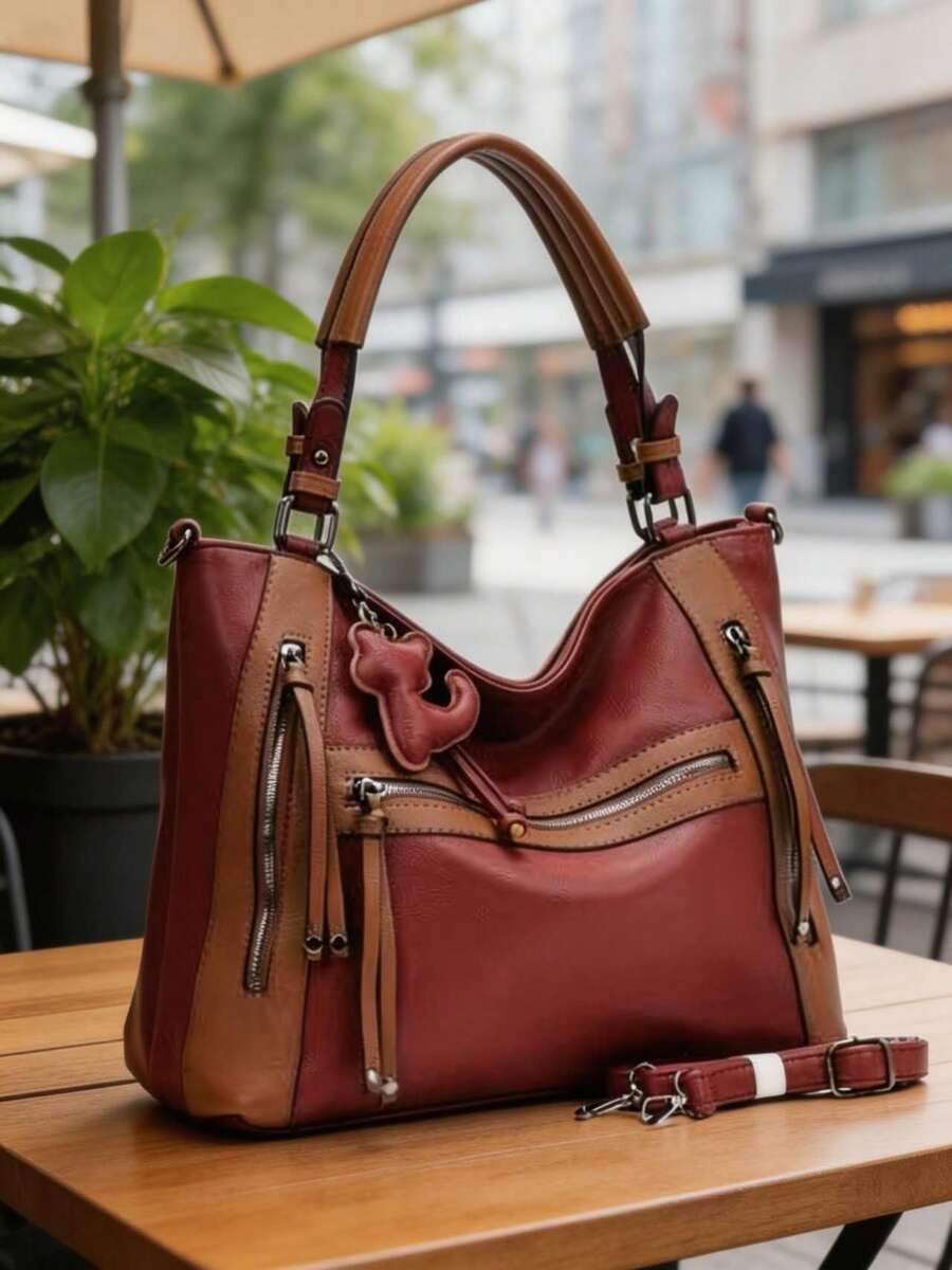 New Women's Handbag, Large Capacity, Ideal For Everyday Use, Women's Shoulder Bag, Tote Bag. - 酒紅色 - 查看 1