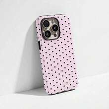 Pink & Brown Polka Dot Phone Case, Cute Y2K Style. Compatible With IPhone 17, 16, 15, 14, 13, 12, 11 Pro Max Plus Models - 款式3(1pc) - 查看 3
