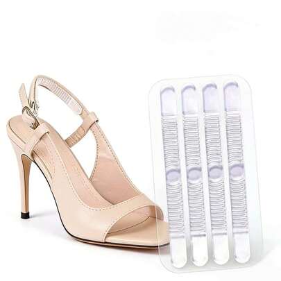 QKC 4pcs Transparent Silicone Anti-Slip Pads, Suitable For Heels And Insoles, Prevent Foot Rubbing, Universal Type For Various Sandals, High Heels, Women's Flats, Back To School Supplies, Women's Shoes & Boots Accessories, Applicable For Outdoor, Sports, Travel, Home, Office, School And Other Occasions
