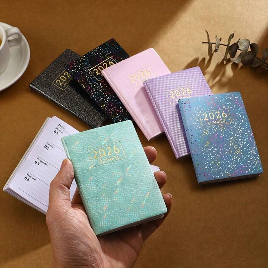 2026 A7 Agenda Book Mini Appointment Book Portable Diary Weekly Planner Notebooks To Do List English Notepad With Calendar - Multicolor - View 1