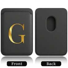 弹性 Magsafe 卡包，弹性皮革磁吸手机壳，内置磁铁，磁吸式手机套，适用于 Apple 12/13/14/15/16 Pro Max 和 Magsafe 手机壳，A-Z 字母图案 - 黑色 - 查看 18