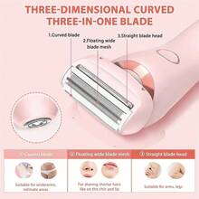 二合一女士电动剃须刀，比基尼修剪器，面部剃须刀，腋下及腿部身体修剪器，800mAh - 粉色 - 查看 6