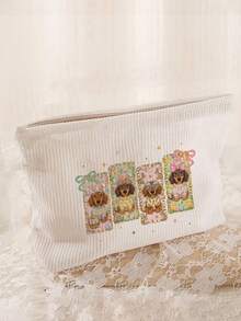 可爱复活节兔子和腊肠犬印花化妆包 - 大容量拉链旅行化妆品收纳包，布艺便携日常旅行化妆包，男女皆宜，适合复活节、圣诞节、情人节、新年、生日、感恩节等节日，也是送给爱狗人士的礼物。这款化妆包是复活节必备的化妆品收纳包、洗漱包、化妆包、洗漱旅行包、度假必备品，也是送给女性的旅行礼物。 - 彩色 - 查看 3