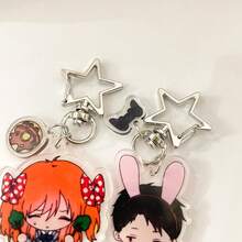 1个原创亚克力钥匙扣吊坠，卡通天使女孩，橙色头发，圣诞节和万圣节礼物，可爱休闲复古学院风女孩，亚克力钥匙扣，手机挂饰，学校纪念品，送给女朋友的礼物，季节性公司活动纪念品 - 彩色 - 查看 4