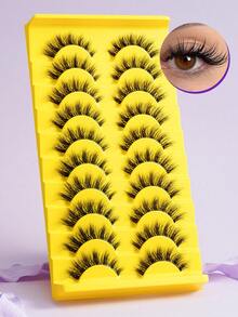 10 Pairs Thick Curly Criss-Cross Natural Looking False Eyelashes, High Volume - View 1