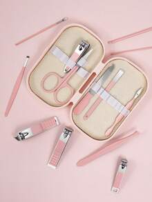 14件套粉蓝美甲套装 | 可爱便携指甲钳剪刀套装 | 女士旅行美容护理礼品 - 彩色 - 查看 4