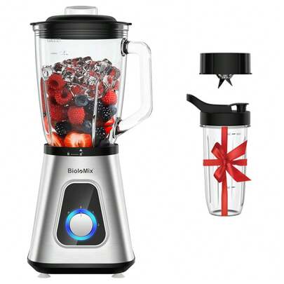 2-In-1 Smoothie Blender With Glass Bottle And Pulse Function BioloMix SF701
