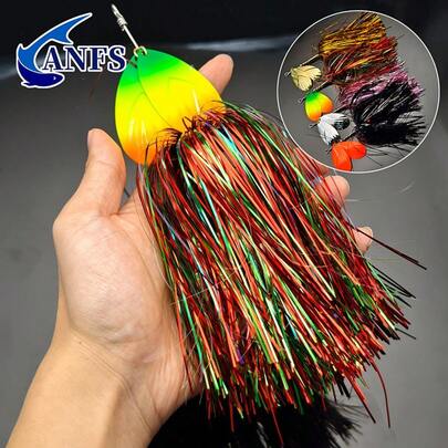 1pc Fishing Spinner Bait, Musky Bucktail Spinner Bait With Double Blades For Pike, Bass, And Trout, Multiple Color Fishing Lures For Freshwater Saltwater
