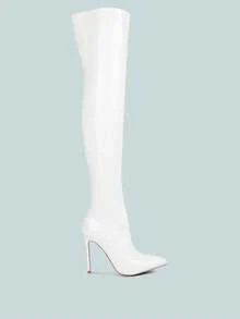 Riggle Long Patent Pu High Heel Boots - 白色 - 查看 1