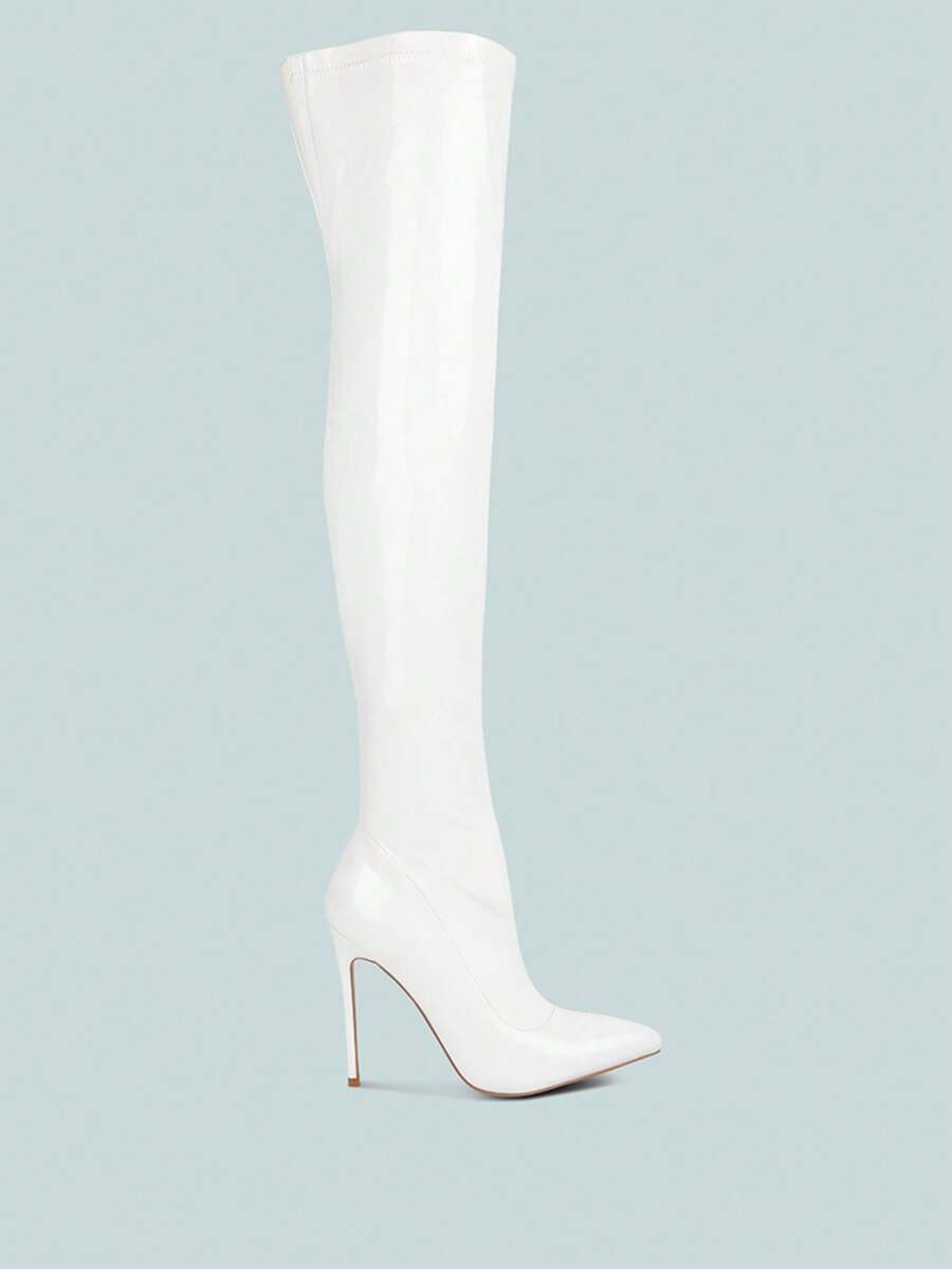 Riggle Long Patent Pu High Heel Boots - 白色 - 查看 1