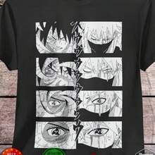 Kakashi Obito Shirt  Shippuden Itachi Anime Unisex Tee T-Shirt All Size - 黑色 - 查看 8