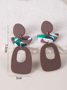 1 par de pendientes versátiles hechos a mano con diseño geométrico de parches de arcilla suave y acrílico de semicírculo colorido, adecuados para fiestas, vacaciones y como regalo - Multicolor - Ver 2
