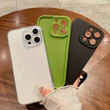 3pcs Set Minimalist Transparent Black & Green Frosted Anti-Fall Protective Phone Case, Compatible With Apple Models, Suitable As Birthday And Christmas Gifts For Couples, Girlfriends, Daughters, And Teenage Girls - أسود + أخضر + شفاف - مشاهدة 5