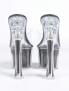 Giày cao gót siêu cao cấp gợi cảm, giày đế xuồng chống thấm nước cho hộp đêm, giày trình diễn thời trang gợi cảm, giày dự tiệc cưới đế dày đính pha lê trong suốt màu đỏ. - màu đen - Xem 5