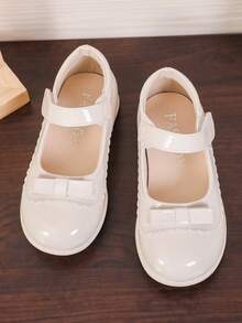 1 Pair Minimalist Fashion British Style Bowknot Wave Girls' Flat Shoes, Suitable For All Seasons - Beige - View 7