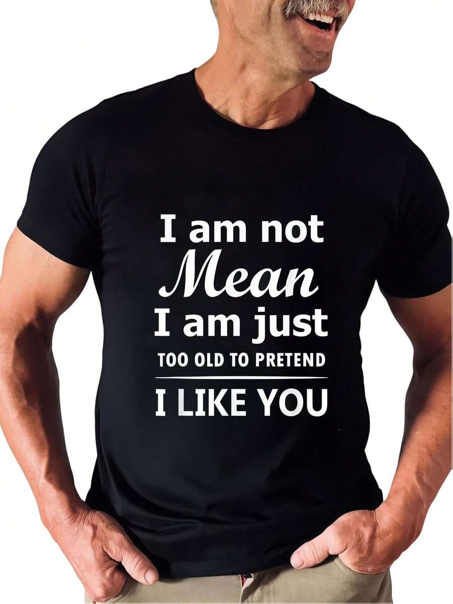 Camiseta de Slogan Divertido para Hombre "No Soy , Sólo Soy Demasiado Viejo para Pretender que Me Gustas" - Algodón 100% Pesado, Ajuste Sobredimensionado, Talla, Texto Blanco en Camiseta Negra - Regalo de Cumpleaños para Esposo, Novio, Papá - Camiseta de Humor Casual y Formal, TALLA - Negro - Ver 1