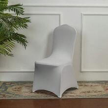 1件白色椅套，弹力涤纶和氨纶混纺椅套，适合婚礼派对活动，瀑布式设计 - 白色 - 查看 8