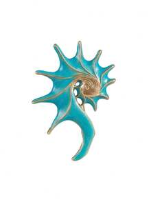 1pc Fashionable Seashell Metal Brooch Accessory, Zinc Alloy Clothing Pin Decoration - A - View 7