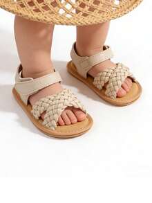 婴幼儿凉鞋，高品质柔软防滑橡胶鞋底，婴幼儿夏季户外鞋，学步鞋 - 杏色 - 查看 3