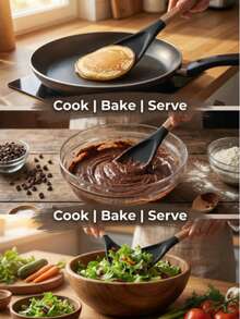 一套硅胶厨具套装，耐热不粘锅具，适用于各种烹饪/搅拌/煎炸/煮沸等用途。木柄隔热，材质优良。简约实用的家用厨房用具套装。 - 彩色 - 查看 16