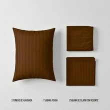 Juego de Sabanas para Cama, Sabana Bajera, Sabana Plana y Funda de Almohada, Cajon Amplio, 2800 Hilos, Premium, Tamaño Individual Matrimonial Queen King - Shedron - Ver 5