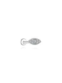 SereneSpark 1Pc 925 Sterling Silver Moissanite Classic Geometric Elements Stud Earring Flat Back Cartilage Helix Piercing Hypoallergenic Pure Silver Suitable For Women For Daily, Dates, Vacation, Wedding, Party, Holiday Gift - Silver - View 12