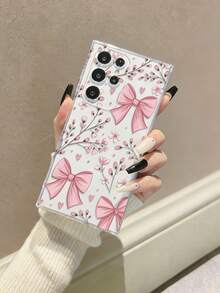 Bowknot Painted Anti-Drop Transparent Minimalist Stylish Shockproof Phone Case Compatible With IPhone 17/17 Pro, 16/15 XR/7/8, 16 Pro Max, 13/14 Series, Galaxy, 10/9/Note Series - Multicolor - View 4