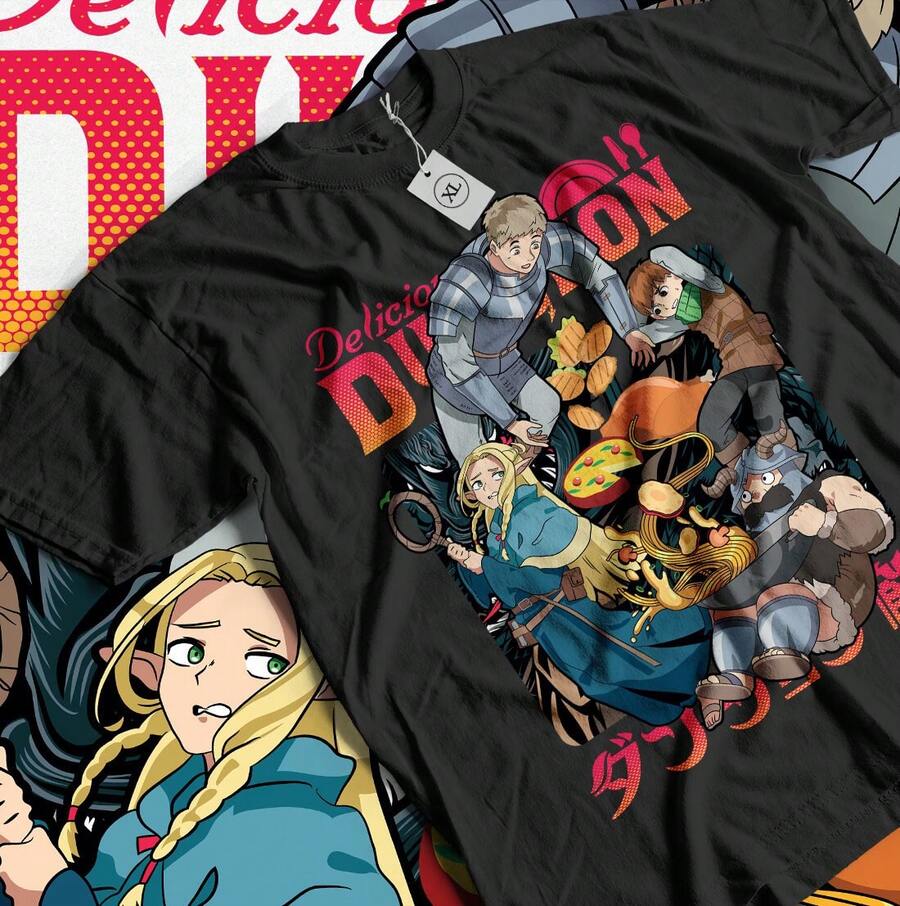 Laios Touden Dungeon Meshi Shirt Delicious Anime Vintage Special Gift Shirt - 黑色 - 查看 1
