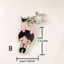 1个原创亚克力钥匙扣吊坠，卡通天使女孩，橙色头发，圣诞节和万圣节礼物，可爱休闲复古学院风女孩，亚克力钥匙扣，手机挂饰，学校纪念品，送给女朋友的礼物，季节性公司活动纪念品 - 彩色 - 查看 11