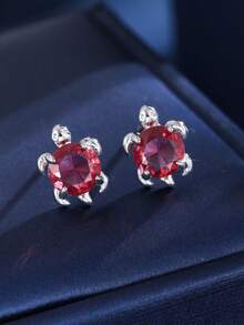 2pcs Women's Fashion Ocean Turtle Zirconia Stud Earrings, Suitable For Cute Girls Daily Wear - Earrings - View 16