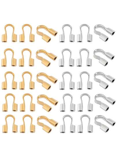 100/200/500个装 U 型线材保护环。U 型扣环采用铜管定位管制成，末端管夹适用于手工制作的手链、项链和艺术、工艺品及缝纫用品。5.96美元 > 手工串珠首饰、首饰用品 > 首饰制作零件 > 首饰制作绳端配件