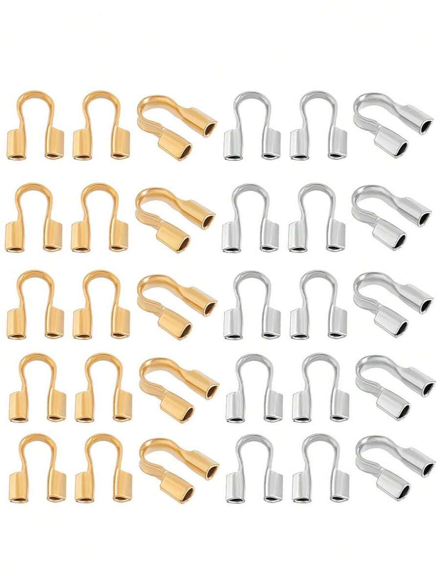100/200/500pcs U-Shaped Brass Metal Wire Protective Rings With 1mm Hole, For Jewelry Making Earrings Bracelets Necklaces DIY Craft Accessories