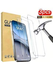 Tempered Glass Screen Protector 3pcs Tempered Glass Screen Protector Compatible With IPhone 17/17 Pro/17 Pro Max/17 Air/16/16 Plus/16 Pro/16 Pro Max/15/14/13/12/11 Pro Max/X/XS/XR/Mini/7/8/14 Plus, Also Fits 14/15 Pro Max. 2025 Upgraded 9H+ Hardness Tempered Glass Spring Birthday Gift - Clear - View 14