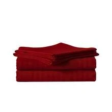 Juego de Sabanas para Cama, Sabana Bajera, Sabana Plana y Funda de Almohada, Cajon Amplio, 2800 Hilos, Premium, Tamaño Individual Matrimonial Queen King - Rojo - Ver 2