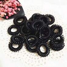 18条黑色高弹力不伤发休闲螺旋发圈，塑料弹簧发圈，女士马尾辫专用，TPU材质防水，可用于淋浴，适合居家、宿舍、学校、日常、约会、旅行、瑜伽、游泳、跑步、骑行等场合，可作马尾辫发圈、橡皮筋发圈、发绳、健身运动服饰发饰、头饰、弹力带。 - 黑色 - 查看 4