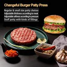 三合一不粘汉堡肉饼模具，迷你汉堡肉饼制作器，带馅料，烧烤厨房工具 - 彩色 - 查看 6