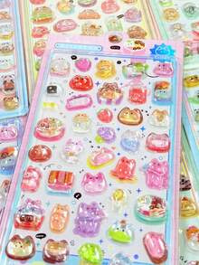 3D/DIY Stickers, Transparent Solid Stickers, Interchangeable Collectible 3D Stickers, Reusable Self-Adhesive DIY Decorative Stickers, Children's Interactive Stickers, Daily Decorative Stickers, Party Decorative Stickers, Children's Sticker Games, Office And School Decorative Stickers - Multicolor - View 1