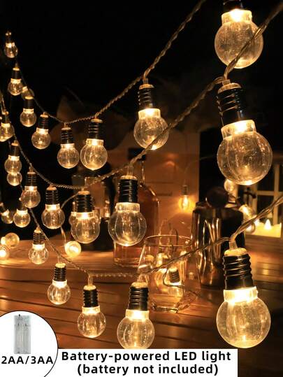 1pc 10/20 Led Bulbs 1.5/3m Decorative Light String, Suitable For Bedroom, Birthday Party, Wedding, Bar, Festival Decoration, Gifts, Battery Box Style, Colorful, Flashing