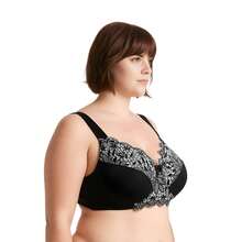 Plus Size Unlined Minimizer Wirefree Bras With Embroidery Lace - Pink,Black,Gray(3 Pack) - View 2
