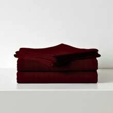 Juego de Sabanas para Cama, Sabana Bajera, Sabana Plana y Funda de Almohada, Cajon Amplio, 2800 Hilos, Premium, Tamaño Individual Matrimonial Queen King - Vino - Ver 3