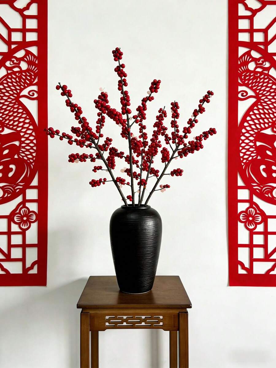 1pc Ceramic Vase Replica, Handcrafted Pottery Texture, Matte Black Glaze With Wabi-Sabi Aesthetic, Each Unique Grain, Visually Comparable To Real Ceramic, Smooth Tactile Feel. Made Of Resin/Ceramic-Like Material, 50% Lighter Than Ceramic, Anti-Collision And Crack-Resistant, Easy Maintenance.