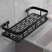 1pc No-Drill No-Hole Rust-Proof High-End Bathroom Kitchen Storage Rack Black Adhesive Bathroom Shelf - Multicolor - View 3