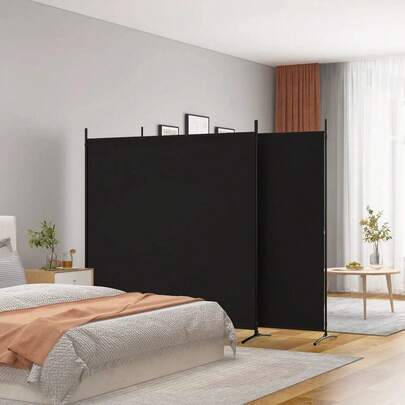 vidaXL Paravent 3-TLG. Raumtrenner Raumteiler Trennwand Umkleide Sichtschutz Spanische Wand Wohnzimmer Schlafzimmer Schwarz 525x180cm Stoff