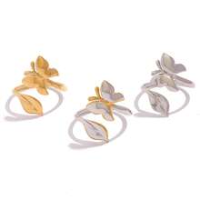 Set de 3 piezas/1 pieza de anillos de acero inoxidable con estilo - Anillo minimalista abierto de 304, accesorio exquisito inspirado en la naturaleza, adecuado para uso diario, fiestas, bodas, regalos de cumpleaños - Multicolor - Ver 8