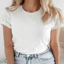 1pc Women's Summer Short Sleeve Blouse - Round Neck Casual T-Shirt,BEAUTIFUL DISASTER Graphic Tee With Bull Skull And RosesRound Neck Casual T-Shirt, Lightweight Breathable Top, Spring Summer Fall Casual Attire, Short Sleeve Blouse For Layering - Hand Washable & Dry Cleanable - 黑與白 - 查看 5