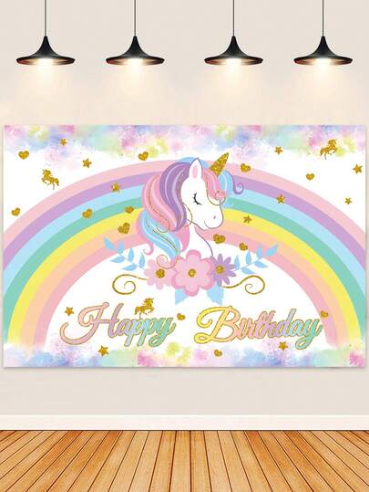 1pc Rainbow Unicorn Baby Shower Theme Party Background Decoration Backdrop Fabric, Cute Unicorn Pattern ,Gender Reveal Party Background Hanging Banner, Babe Shower Party Decor,Birthday Party Decor,Birthday Party Supplies, Newborn Girl Background Decorative Fabric, Party Photo Props, Babe Shower Decoration, Baby Shower Gift, Gender Reveal Decoration