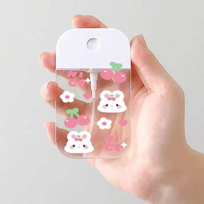 1pc New Cute Niche Rabbit & Cherry Blossom Minimalist Travel Nano Mist Refillable Bottle, Lightweight Space-Saving, Portable Hydrating Perfume Bottle, Versatile Elegant Niche Gift For Girlfriend, Best Friend, Couples